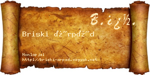 Briski Árpád névjegykártya