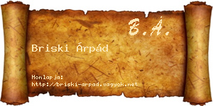 Briski Árpád névjegykártya